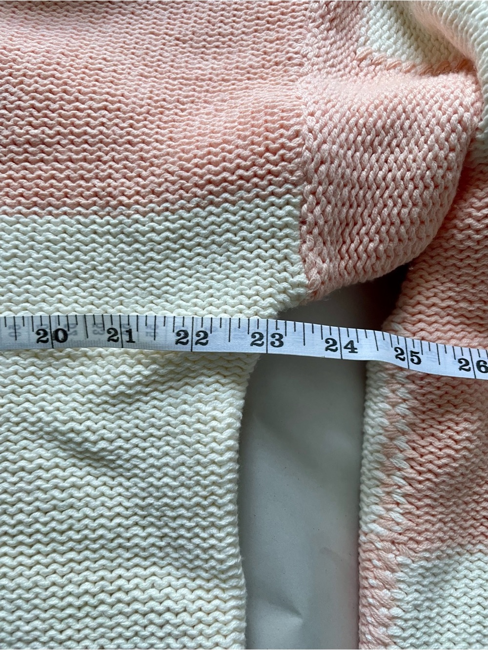 Hem & Thread Blush Pink/Peach Ivory Checkerboard Knit Sweater Sz L NWT - Picture 10 of 11